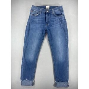 Hudson Skinny Jeans Medium Wash Blue Raw Hem - 26
